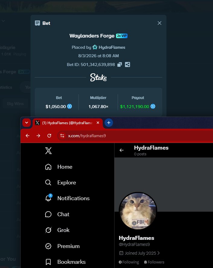 HydraFlames9's tweet photo. Hi @ProdigyDDK and @ValkyrieXStudio huge fan since csgo skin days. Today I hit my biggest win that could've changed my life. If I didn't go back and chase 160k.
Huge fan I still remember when you scam that scammer for that one CSGO skin that was scammed and he wanted to sell you so u scammed him haha. 

What are the chances for you to double my win. I would buy properties and change my life and make my family proud.