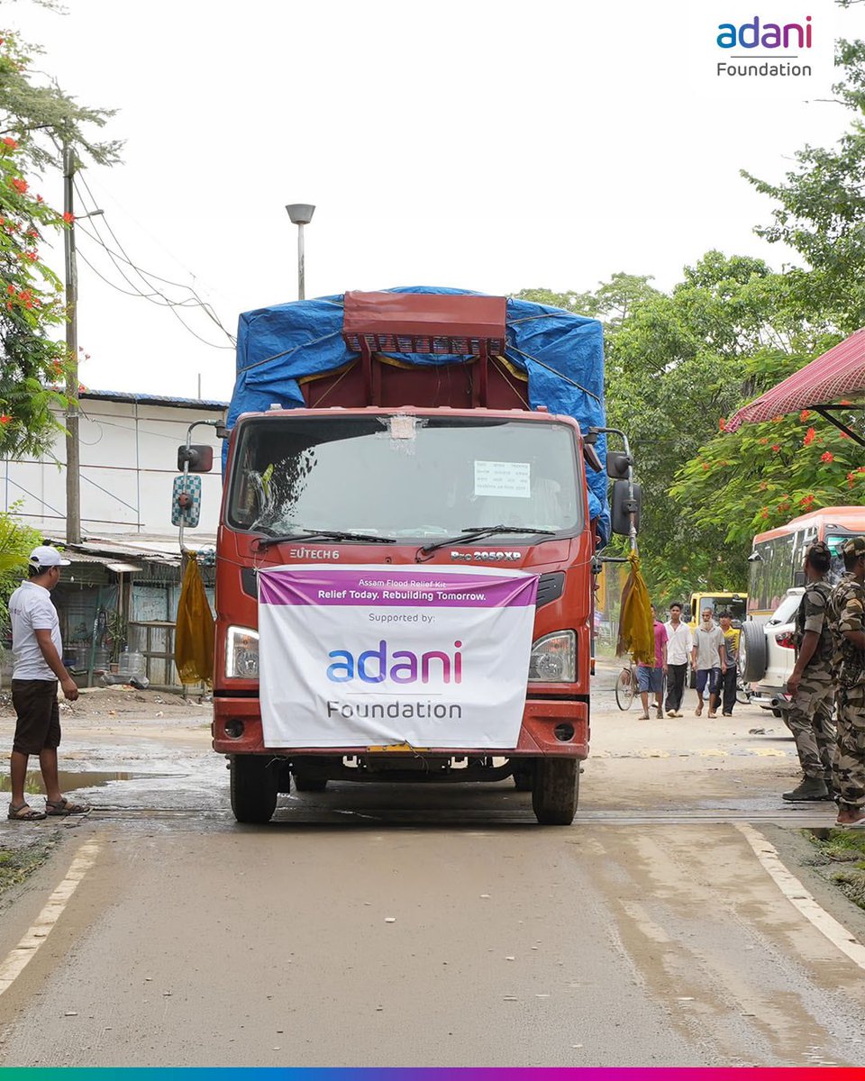 AdaniFoundation's tweet photo. During times of crisis, the Adani Foundation stands by communities with care and commitment. In flood-hit Assam, we’re reaching families across 14 villages in Sivasagar and Dhemaji with essential relief kits, supporting their recovery with strength, dignity and resilience. https://t.co/1K0gGCGO3R