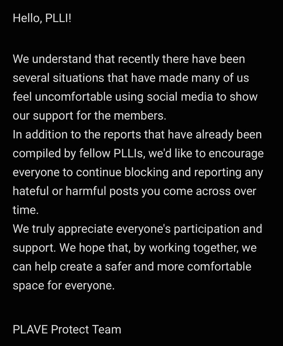 PLVPROTECT's tweet photo. We truly appreciate your participation in helping prevent the spread of hate toward our members 💙💜💗❤️🖤 https://t.co/elQE2c4ByI