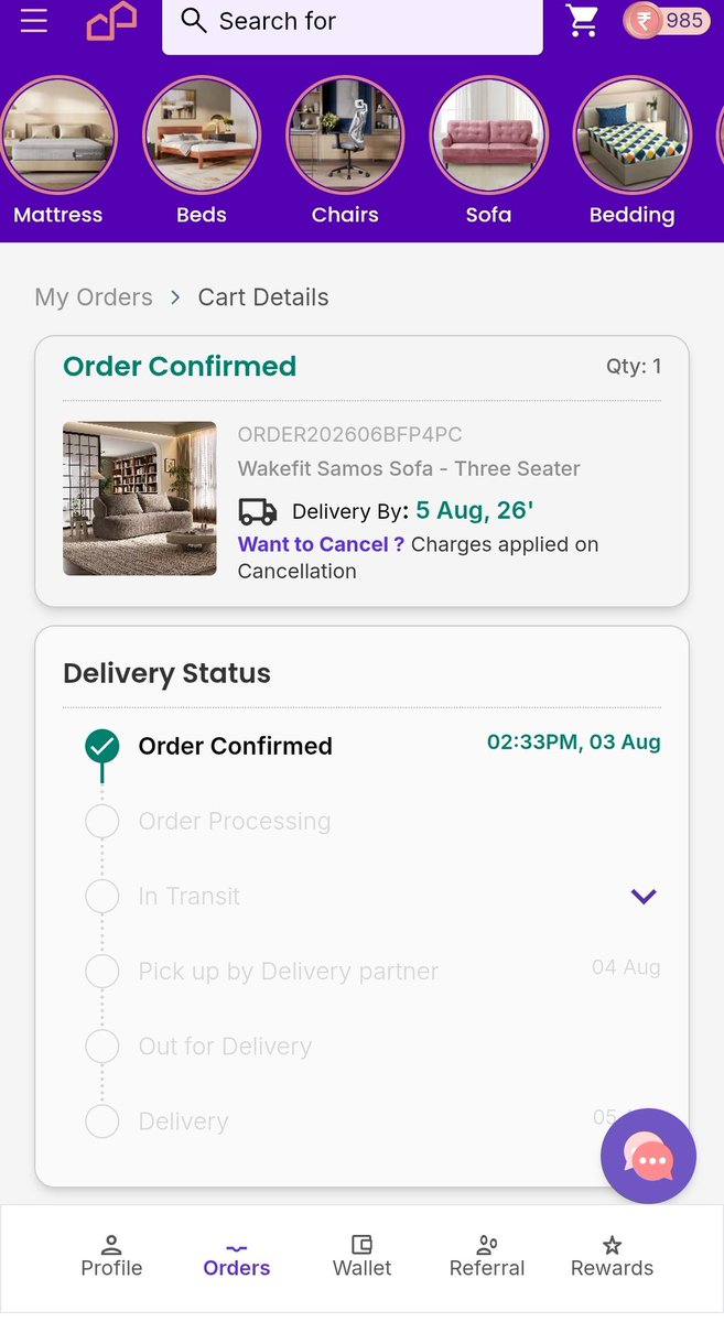 IndraNil013's tweet photo. @SupportWakefit  @WakefitCo , This is very sad to see that delivery of a product I ordered a sofa from you Chinarpark Kolata store on 27.06.26 and the promise date was 05.08.26. Now my order is not showing any status and continuous put on hold. https://t.co/o7aR5hMpeW