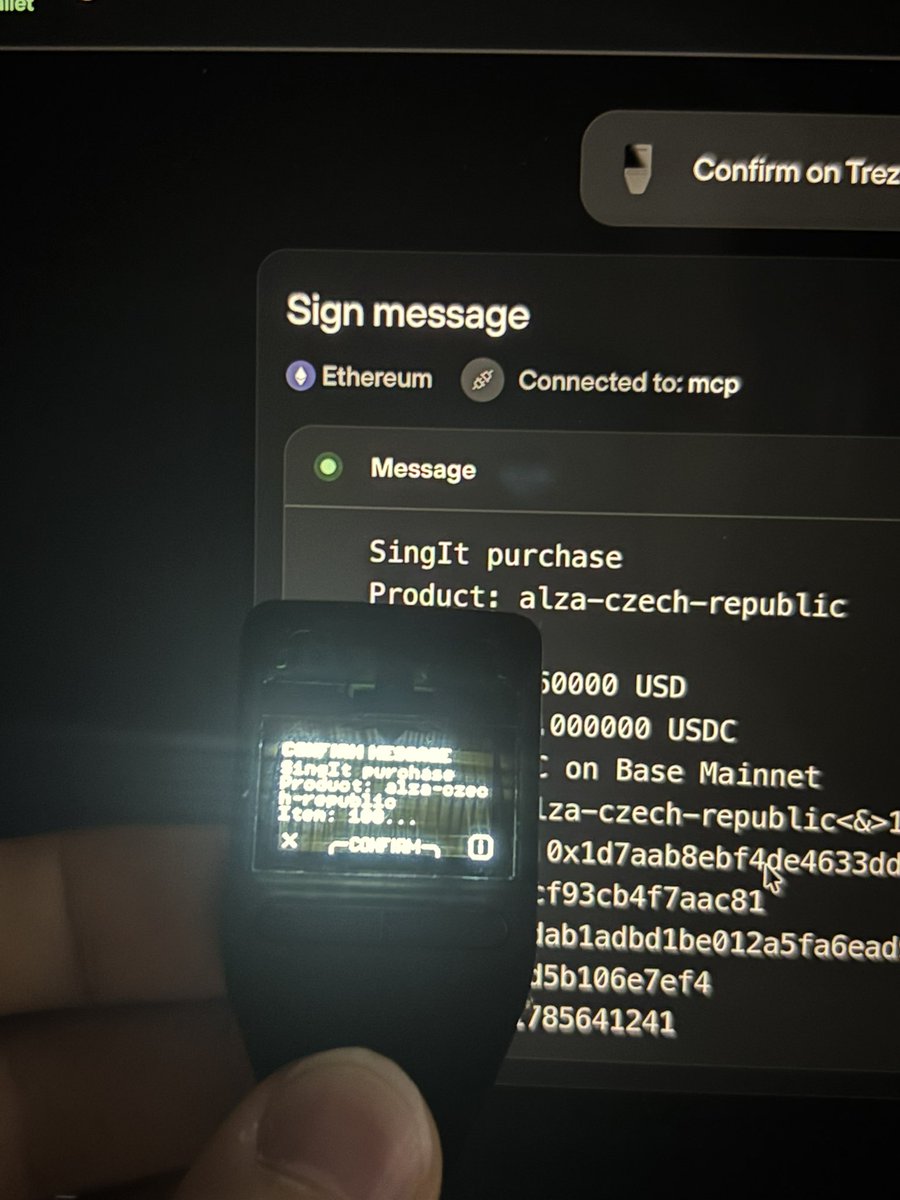 Whale_AI_net's tweet photo. $SingIt @SingItAgent

your AI agent can spend. you stay in control.

sign a policy — budget, per-payment cap, merchant, expiry. the agent pays on its own, inside those hard limits. it never sees your private keys.

approvals come to you in Telegram, WhatsApp, or iMessage. strict mode asks before every single payment.

pays for LLM credits, gift cards, mobile refills, and any x402 API endpoint on the open web.

dev posted at 5am today running Trezor hardware tests. yesterday: "the agent completed the purchase, keys stayed on the hardware."
