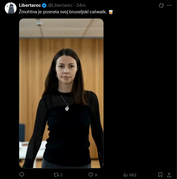 DrzavljanD's tweet photo. 🤮[Kako laže desnica]🤮

Evropska poslanka @IJoveva posname #deepfake video z izredno pomembnim sporočilom glede označevanja sintetičnih vsebin in ga označi kot takega. 

Trol naredi posnetek zaslona, ki ne vsebuje oznake in namigne, da se gre evropska poslanka manekenstvo. https://t.co/fEt2QiiPj3