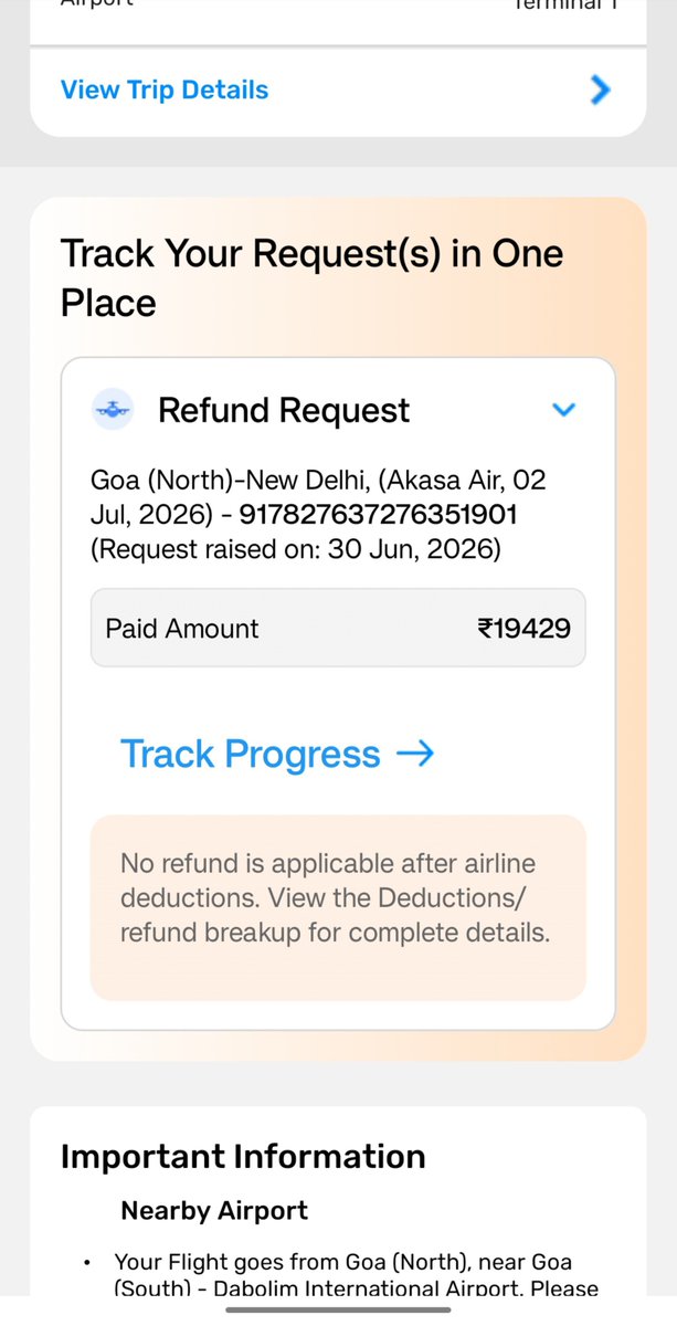 official_rehann's tweet photo. Shame on @Goibibo! A genuine medical emergency refund was rejected. I contacted @AkasaAir directly, they approved my refund and even shared proof that the refund was transferred to Goibibo. Still no refund. Is this how you treat customers? #Goibibo #Refund https://t.co/FrCyE26tGU