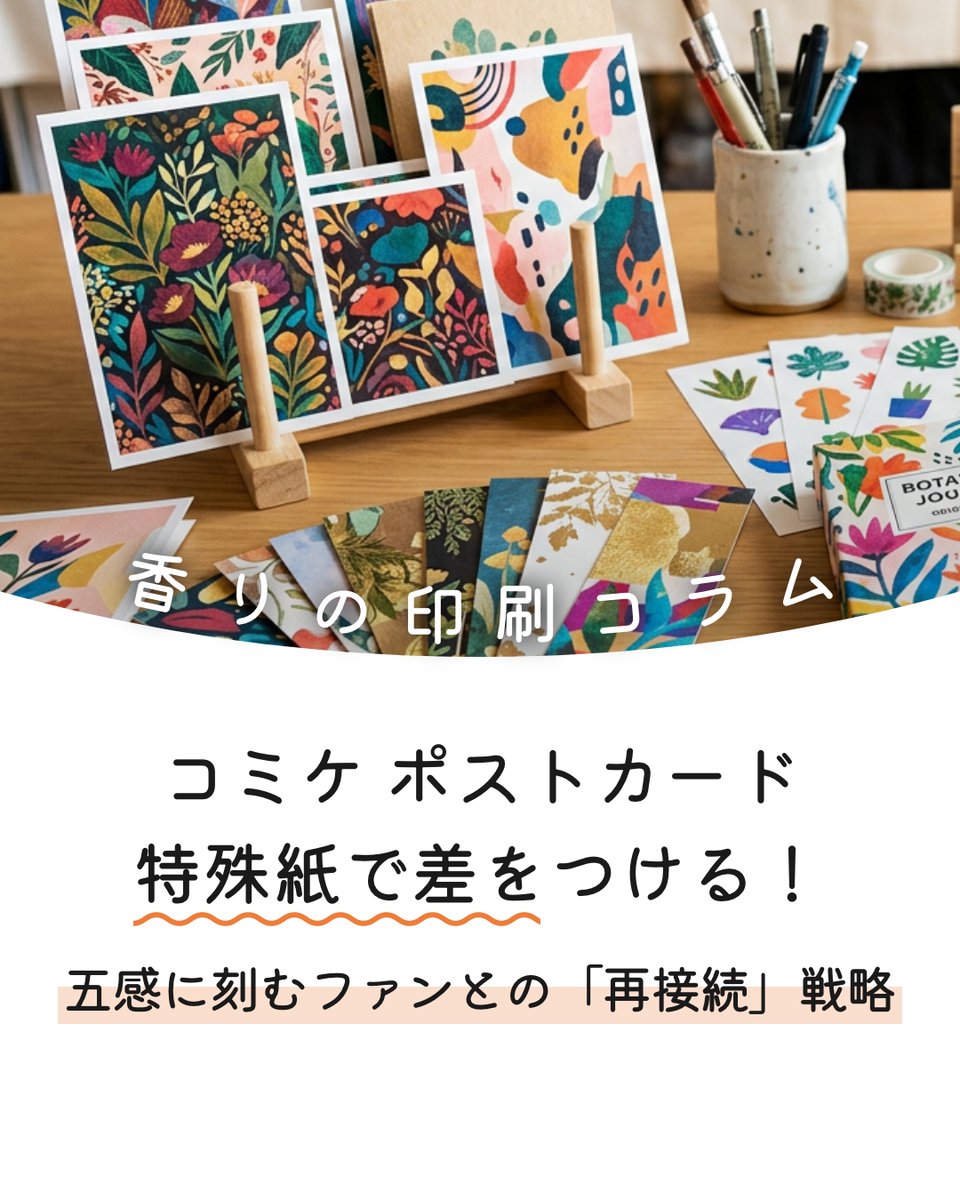 proust_official's tweet photo. コミケ戦利品の山から、あなたの作品を呼び覚ます鍵は「香り」です🌿
視覚情報が飽和する会場で、0.2秒で脳に届く嗅覚アプローチが他サークルとの差別化を実現。

👇詳しくはこちら
https://t.co/NwE7IhUlKJ

❤️いいね🔖保存👤フォロー嬉しいです

#Proust #香り印刷 #コミケ #同人グッズ #差別化 https://t.co/80sjjngyql
