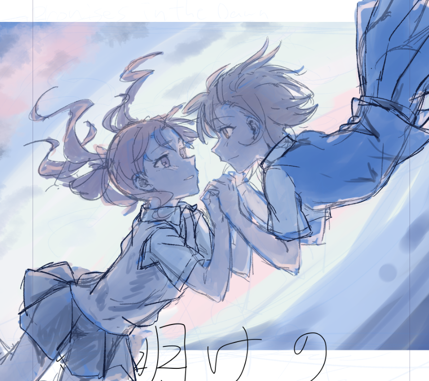 eRuDoRaDo00's tweet photo. 夏コミ表紙ラフ https://t.co/W5C64nt7Dc