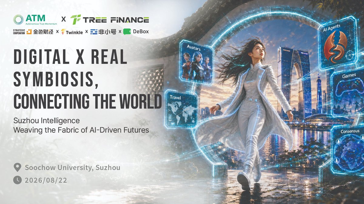 ATMrank's tweet photo. Our community is the fabric of the future! 🕸️

On Aug 22, we’re gathering at Soochow University with @TreefinanceCN, @JinseFinance, @Web3Twinkle, @fxh_crypto, @DeBox_Social  to bridge the gap between Digital & Reality. This is your chance to connect with the builders and visionaries behind ATM & Tree Finance.

Stay ahead, bring a friend, and let’s grow together!

👇 Register & Spread the Word:
🔗 https://t.co/DrqbnCwF2f
🔗 https://t.co/ihpLZtRjwd