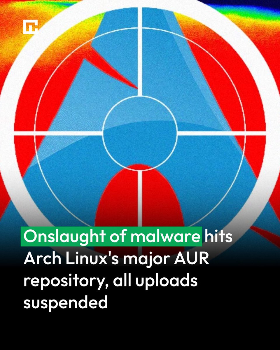 Cybernews's tweet photo. Arch, a major Linux distribution valued for giving users complete control and access to bleeding-edge software, has been forced to shut down all uploads to its AUR repository. Read more: https://t.co/oMnakIobO5 https://t.co/us3mgO2FIg