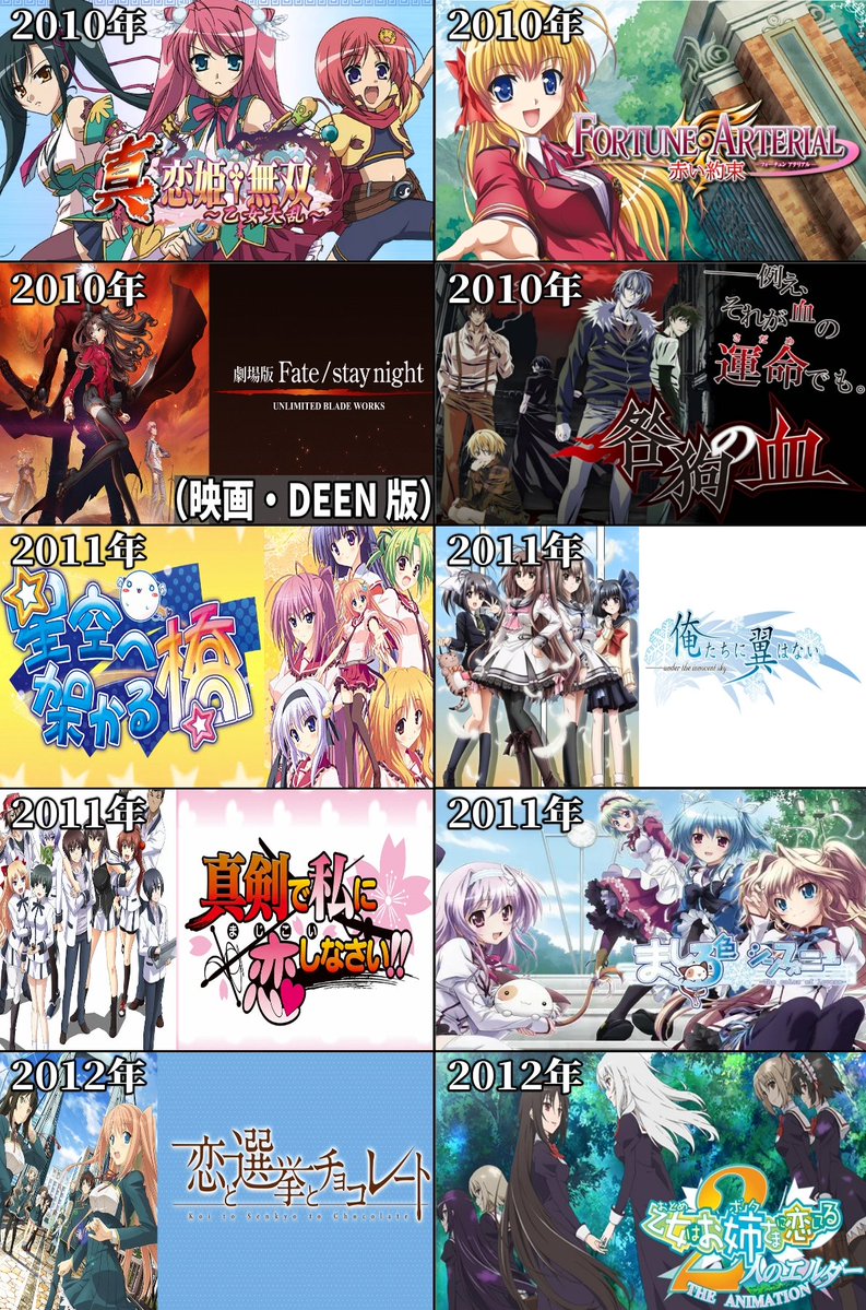 mizuwa324's tweet photo. エロゲが原作のアニメ作品をまとめました📺

2007年～2012年にアニメ化された作品を掲載しています。

※18禁OVAは除く。 
※スピンオフなど、18禁ゲームが直接の原作ではない作品は含みません。 https://t.co/tyuiF5UB6u