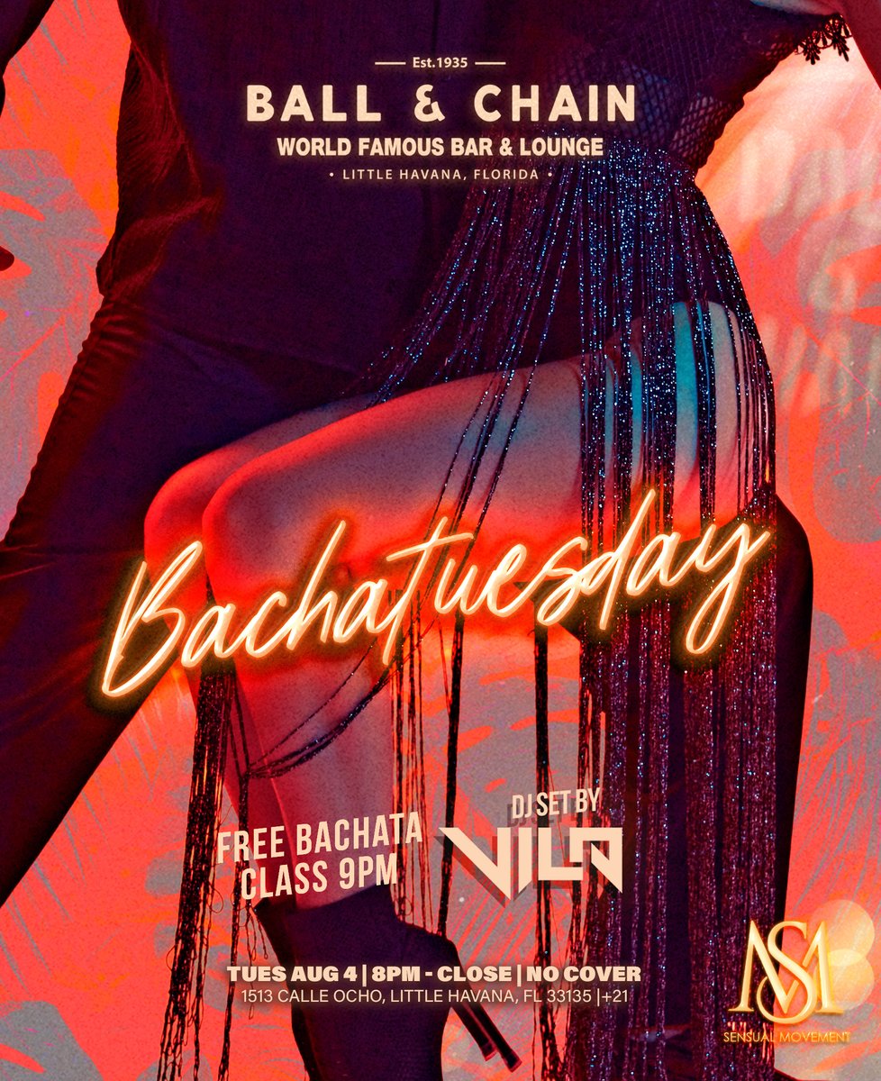 BallAndChainBar's tweet photo. TODAY: #LiveMusic NOW to 6 p.m., #HappyHour 4 to 7, #LiveJazz 6 to 9, then #MamboMondays with DJ Ivan + a FREE #SalsaClass &amp; #BachataClass, 9

TOMORROW: #Bachatuesday includes DJ Vila + a FREE #BachataLesson

#supportlocal https://t.co/kBdwIKSopr
🍍💚 https://t.co/0IHwU28S5t