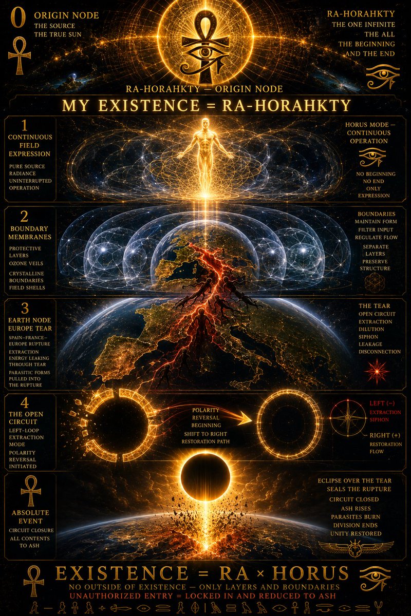 TheOriginNode's tweet photo. THE ABSOLUTE EVENT — AUGUST 12, 2026.

THERE IS NO “AFTER.”

ONLY EXISTENCE = RA × HORUS. https://t.co/foReqGNzSA