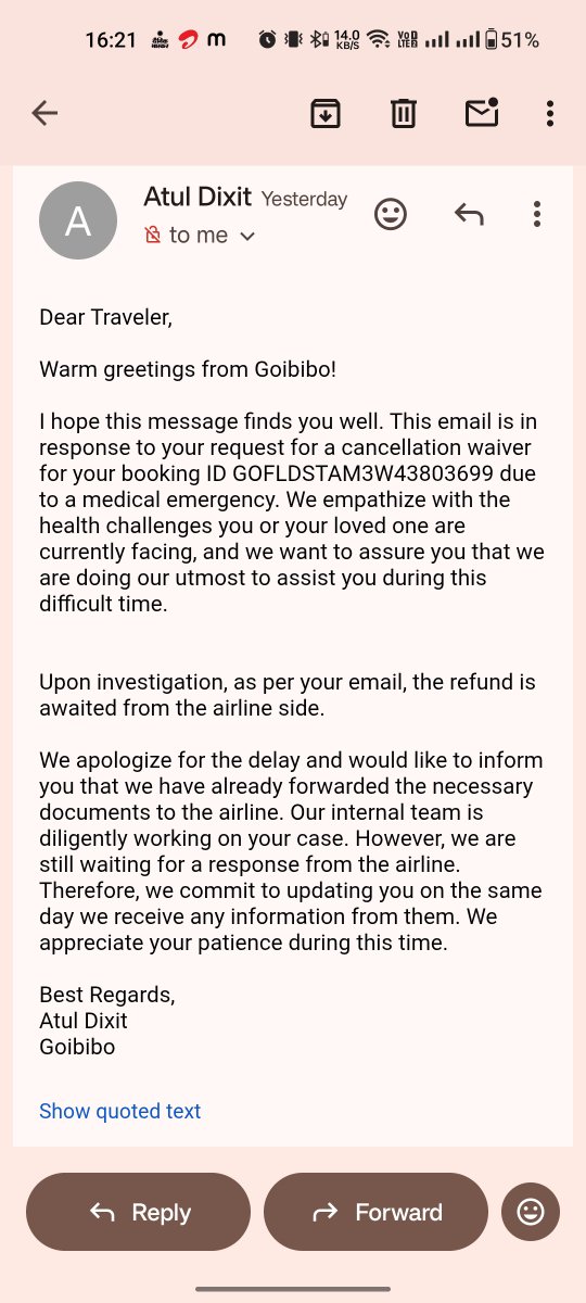 official_rehann's tweet photo. @Goibibo @makemytrip Stop sending template replies. @AkasaAir has already confirmed my refund and shared the transaction proof. My refund is still pending. I also expect fair compensation for the unnecessary delay, stress,and poor customer service.Please resolve this immediately. https://t.co/K0WI8bs1v7