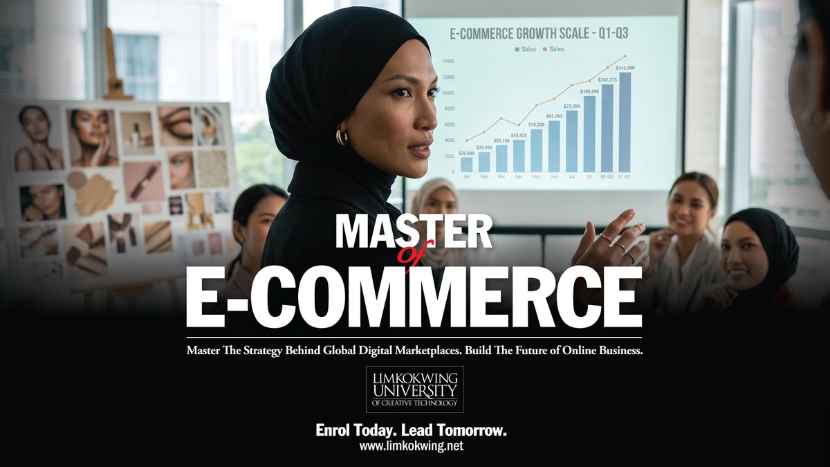Limkokwing_MY's tweet photo. BUILD THE FUTURE OF ONLINE BUSINESS.
Master the strategy behind global digital marketplaces.

Master of E-Commerce
Turn data, technology &amp; marketing into powerful online brands.

Upgrade Your Career Today.
https://t.co/43PtHDIbqZ https://t.co/jaRuNJ9I9L