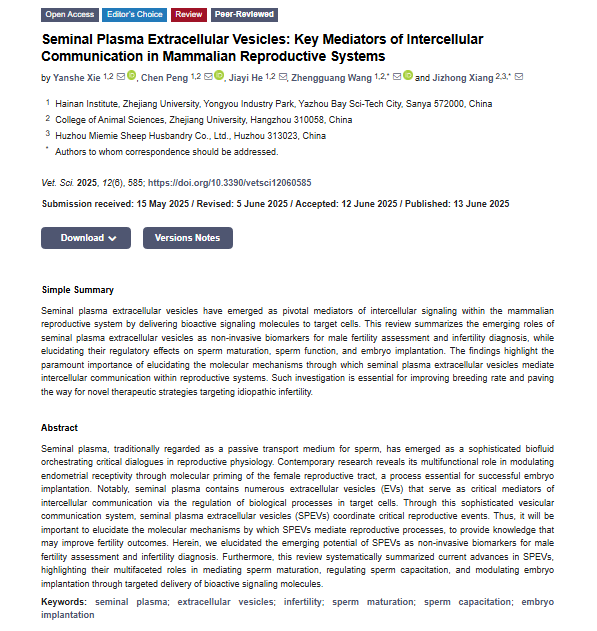 Vetsci_MDPI's tweet photo. 📢Seminal Plasma Extracellular Vesicles: Key Mediators of Intercellular Communication in Mammalian Reproductive Systems
✍️by Yanshe Xie et al.
🔗https://t.co/8nTAk0ICNv
#ExtracellularVesicles #VeterinaryScience #Reproduction #MaleFertility https://t.co/mmQncyPWPz