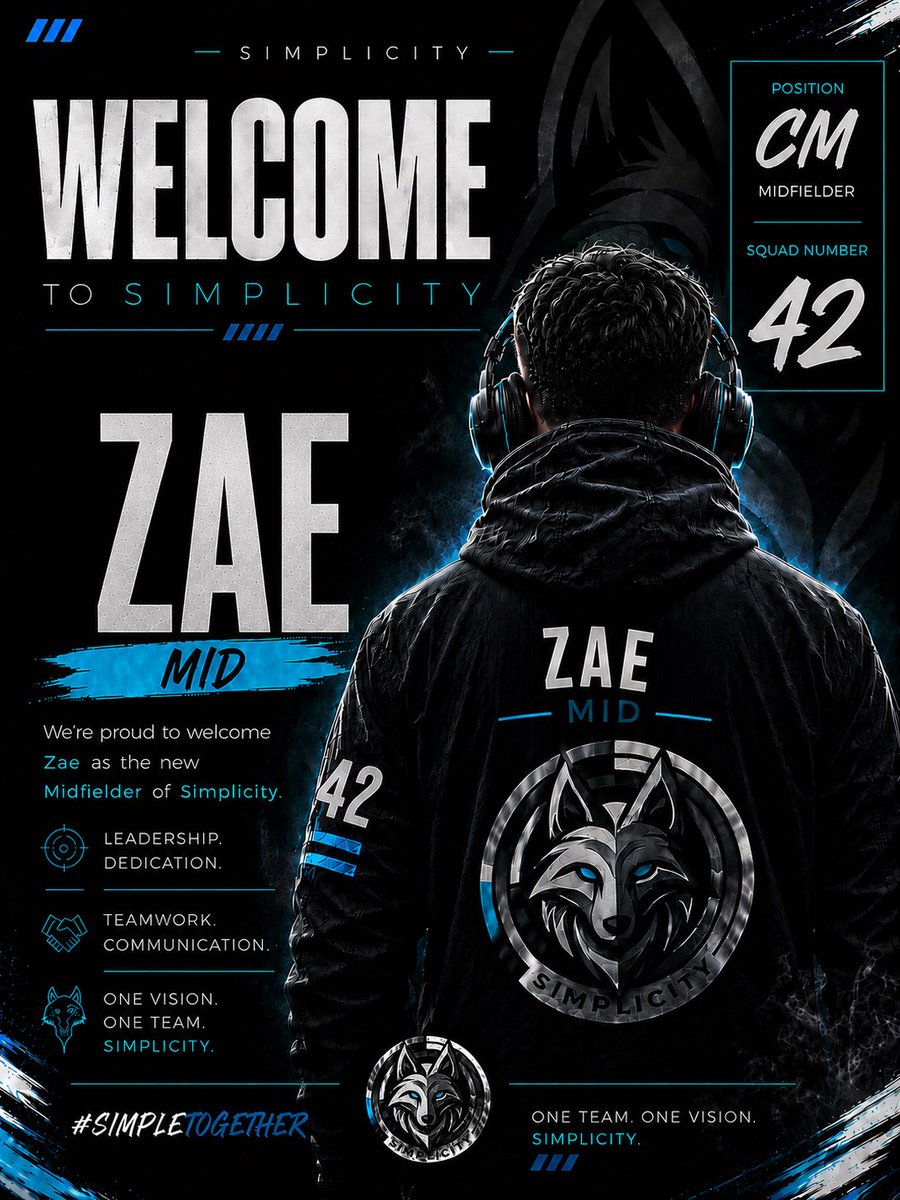 Simplicityespo's tweet photo. 🚨 𝐇𝐄𝐑𝐄 𝐖𝐄 𝐆𝐎! Simplicity Esports agree a deal to sign @Zaelue_ 💠🏴󠁧󠁢󠁥󠁮󠁧󠁿 

The VPG contracts agreed. 📑 

Contract is a 1 season deal &amp; is to bolster the Midfielder role. ✍️ Knows what he’s doing and how to dictate play on and off the ball, and absolute hidden gem.

Welcome! https://t.co/qlwpkhBpEe