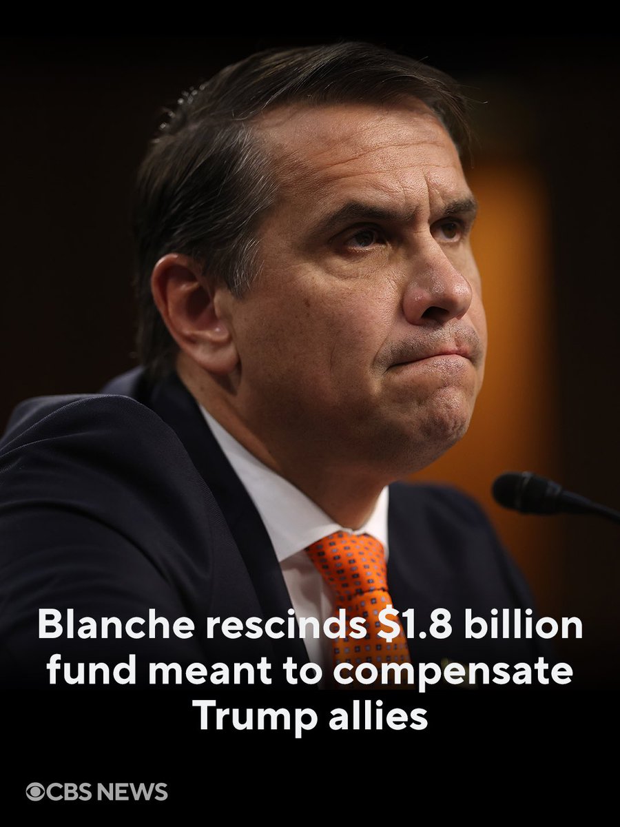 RT by @mikenov: RT by @mikenov: Acting Attorney General Todd Blanche issued an order Sunday evening formally rescinding plans to create a nearly $1.8 billion “anti-weaponization fund” intended to compensate allies of President Trump.