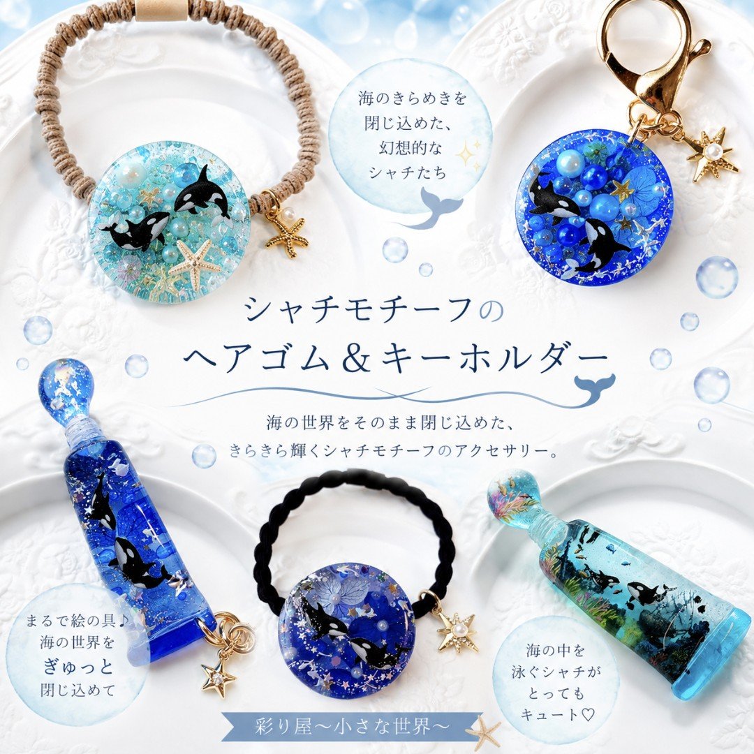 シャチシリーズ、少しずつ増えてきました🐋💙 海のきらめきや幻想的な
