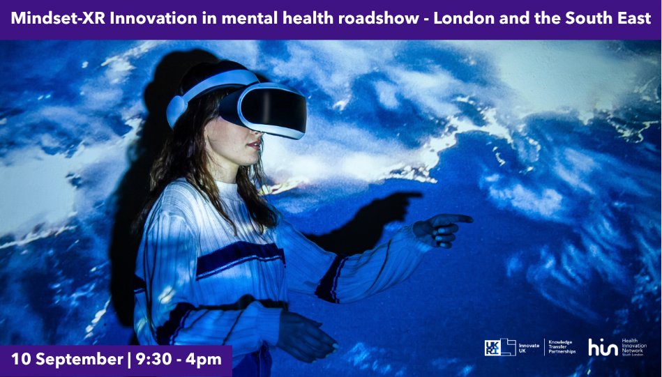 HINSouthLondon's tweet photo. The Mindset-XR Mental Health Roadshow is back! ๐
Join experts, innovators, clinicians, researchers and people with lived experience to explore how #extendedreality is transforming #MentalHealth support.
๐ London & SE: https://t.co/OcDfSIcaAX https://t.co/aTjrusnmG9