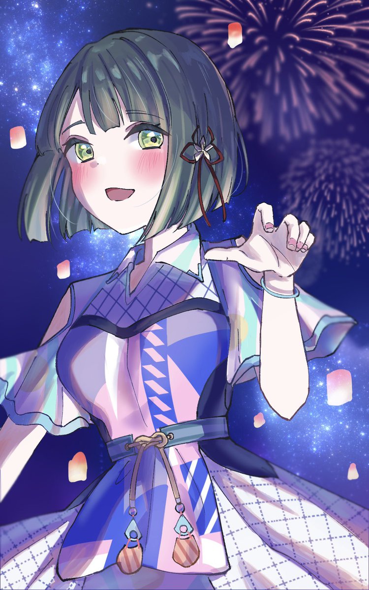 Tikuwa_L's tweet photo. #蓮ノ空美術部 
「綺麗な夜だね」 https://t.co/LAUy8mfh7Y