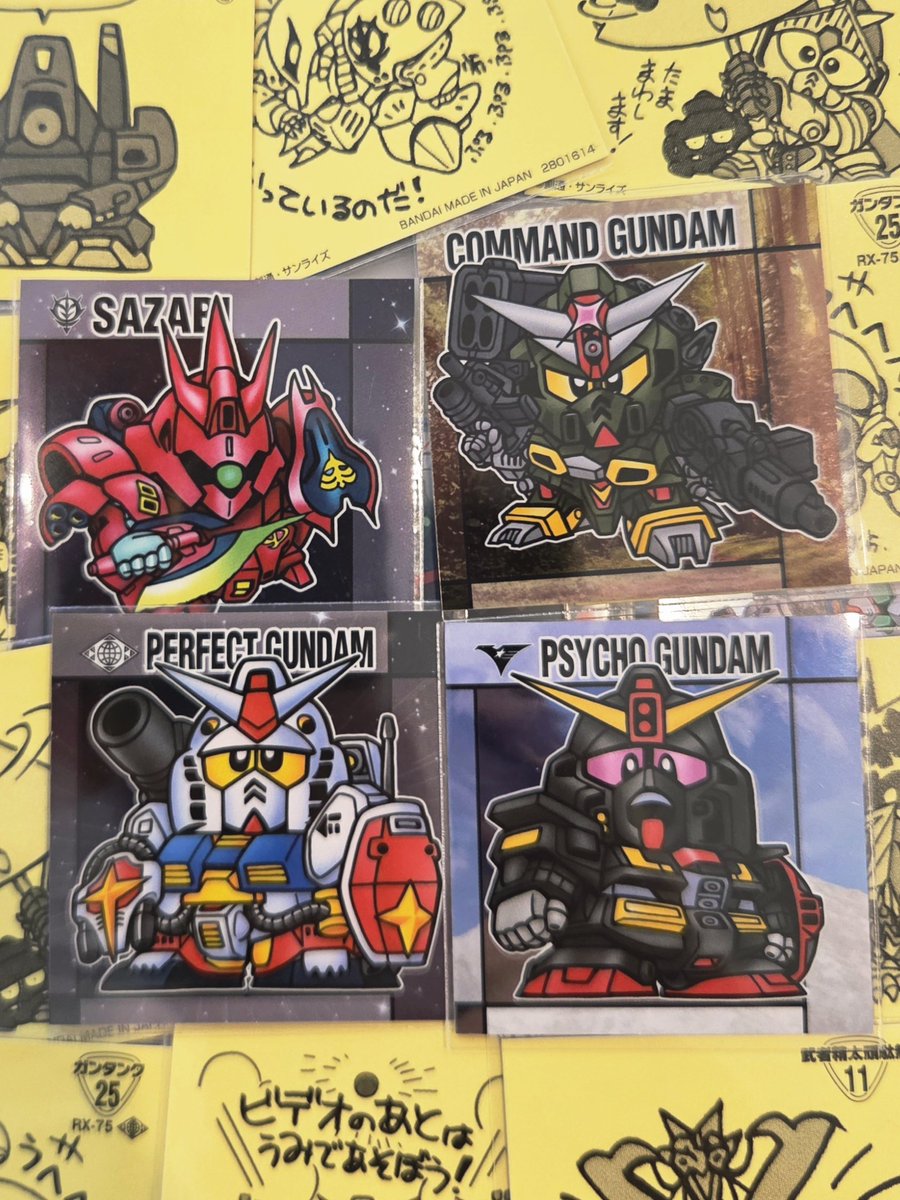 ZNGtoys's tweet photo. Some of my favourite seals from the Original SD Gundam Snacks. Happy to have Musha and Knight Gundam. Psycho is cool too.
#bonusseal #bonussticker #sdgundam #自作シール #48-JL https://t.co/Fw3yWh9Ocw