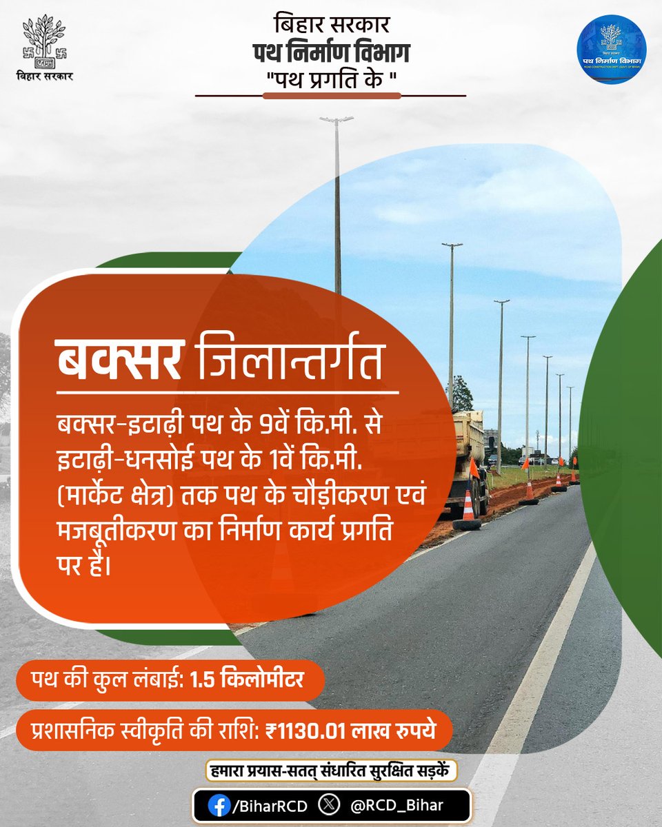 RCD_Bihar's tweet photo. बक्सर जिलान्तर्गत बक्सर–इटाढ़ी पथ के 9वें कि.मी. से इटाढ़ी–धनसोई पथ के 1वें कि.मी. (मार्केट क्षेत्र) तक पथ के चौड़ीकरण एवं मजबूतीकरण का निर्माण कार्य प्रगति पर है।
@RCD_Bihar
#BiharRoadConstructionDepartment #RoadInfra #BiharRoads #roadsafety
@ershailendrabjp https://t.co/0lS17Tr4ir