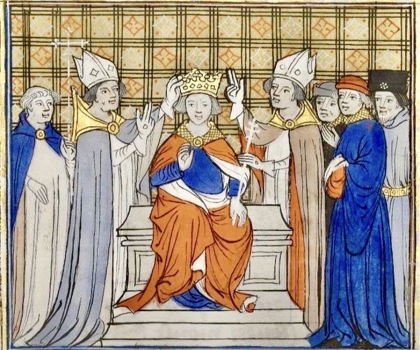 SaintMontjoie's tweet photo. 3 août 1108, sacre de Louis VI. En 1119, le Roi adresse une lettre au Pape indiquant: « Roi de la France, non plus des Francs, et fils particulier de l'Eglise romaine. » https://t.co/L3efHq0YYv
