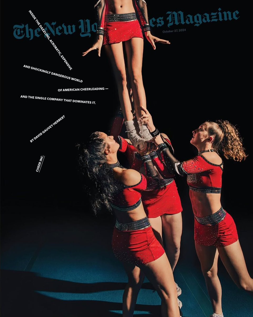 dina_litovsky's tweet photo. An investigative feature about competitive Varsity cheerleading by David Gauvey Herbert dropped in print today. I worked on the story since April, and it was one of the most challenging shoots of my career, both with access and visuals. Thank you @, ... https://t.co/eSfbJKQHPr