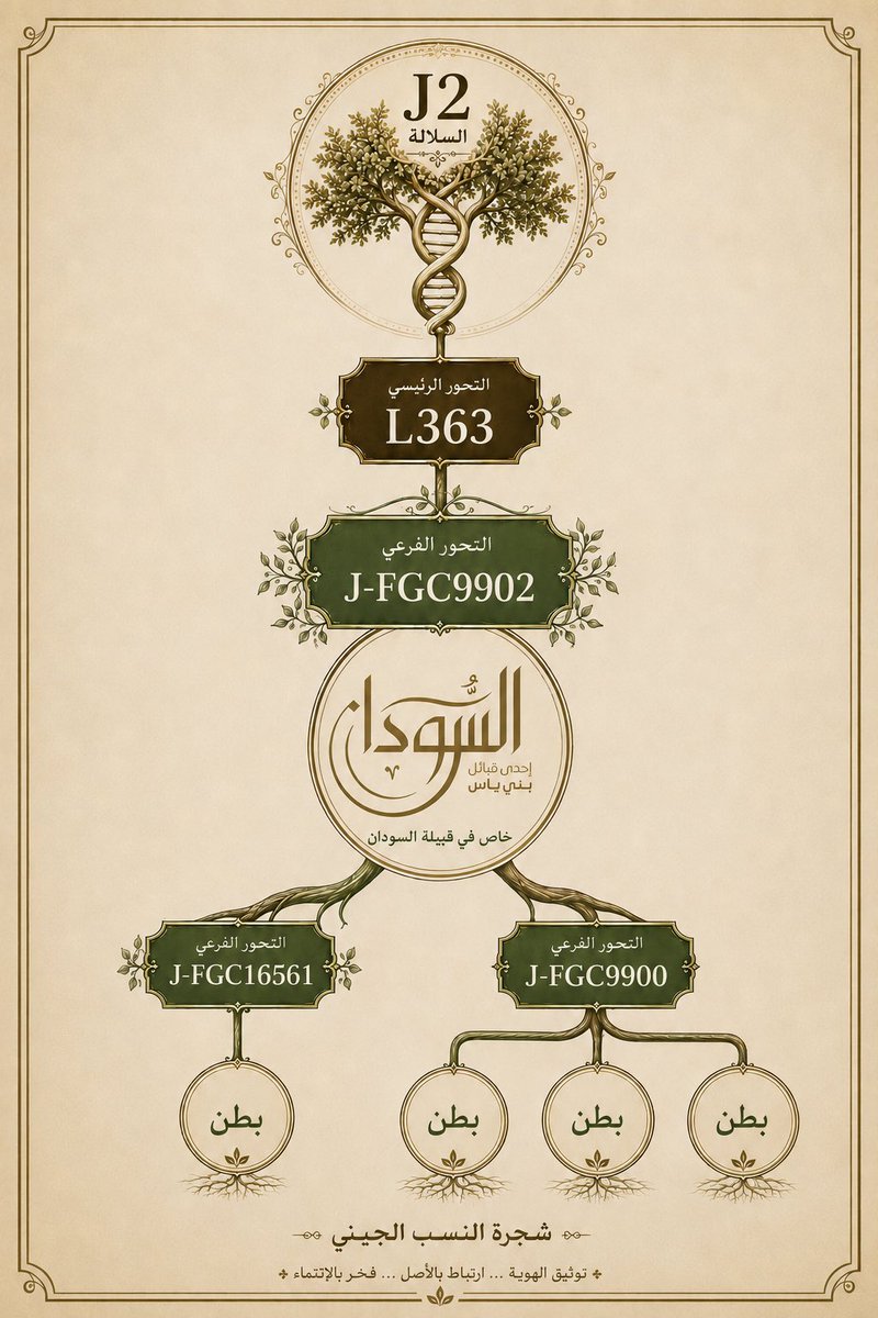 Serdal911's tweet photo. شجرة توضيحية .. للخطوط الرئيسة في عمود نسب قبيلة السودان، تمثل جانبًا من أنسابها

للاطلاع على تفاصيل البطون، يُرجى مراجعة:
شجرة قبيلة السودان (الطبعة الأولى، 2021م) https://t.co/SLINqD3kGH