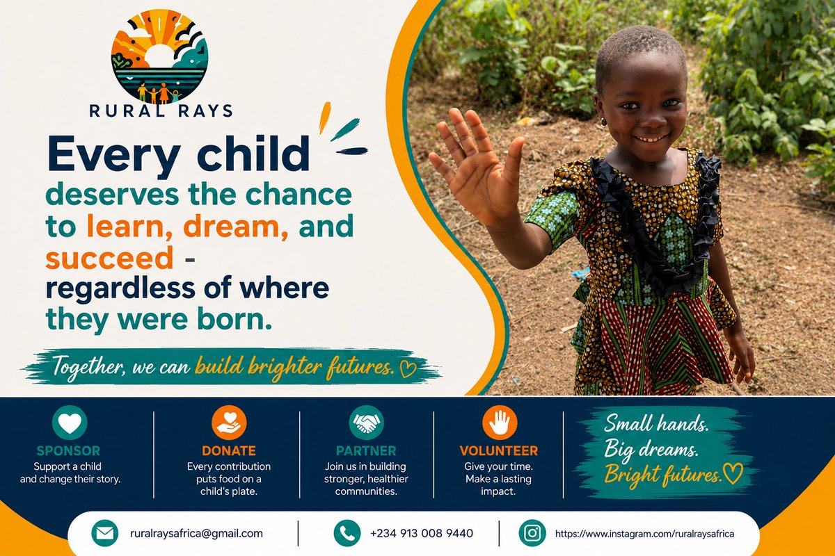 RuralRaysAfrica's tweet photo. Every child deserves the chance to learn, dream, &amp; succeed. At Rural Rays Africa Initiative, we provide education, nutritious meals, and hope to rural children in Nigeria. Together, we can transform lives, strengthen communities, and give every child the opportunity they deserve. https://t.co/hWiebvXI7h