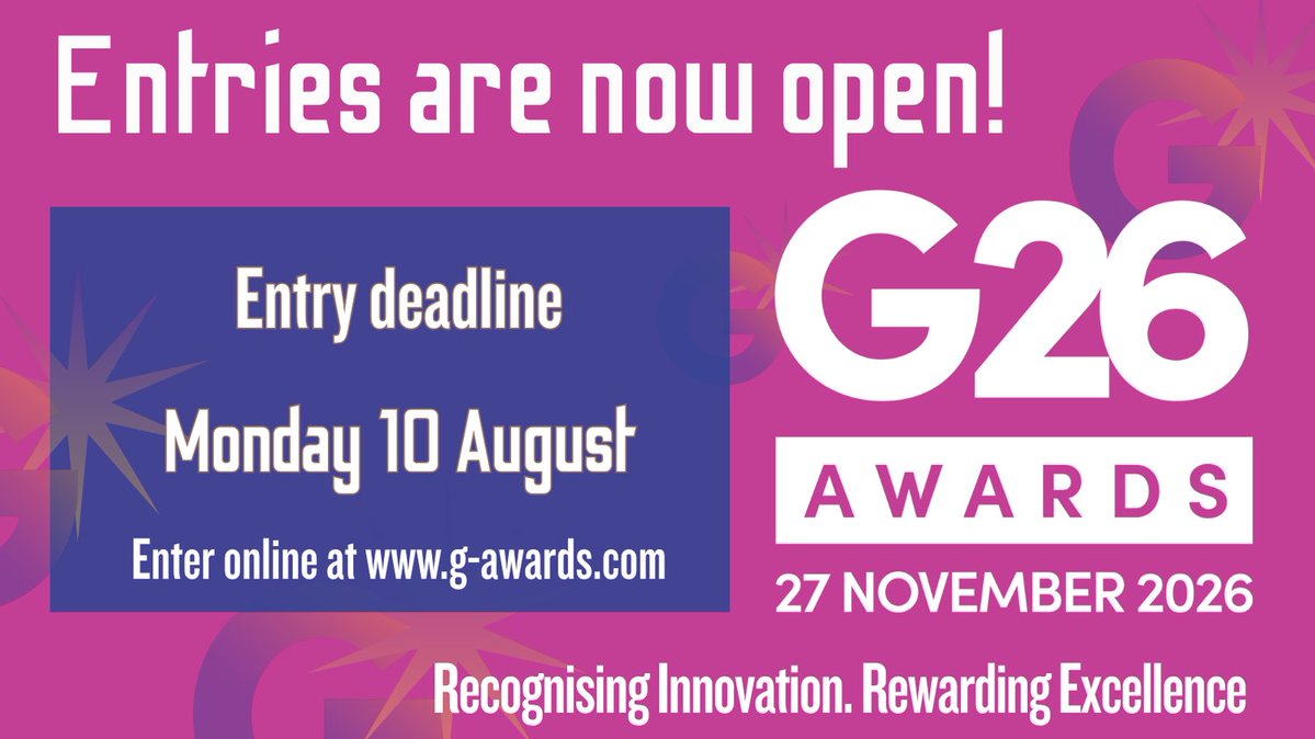 G_Awards's tweet photo. This is your last week to enter!

This year is supercharged with three brand‑new categories. 

💥 Entry is FREE  
🗓 Deadline: 10 August 2026  
👉 Enter now: https://t.co/gjIli9Bvvs

Let’s celebrate the innovation, ambition and excellence driving our industry forward. https://t.co/vM8DsUu7K8