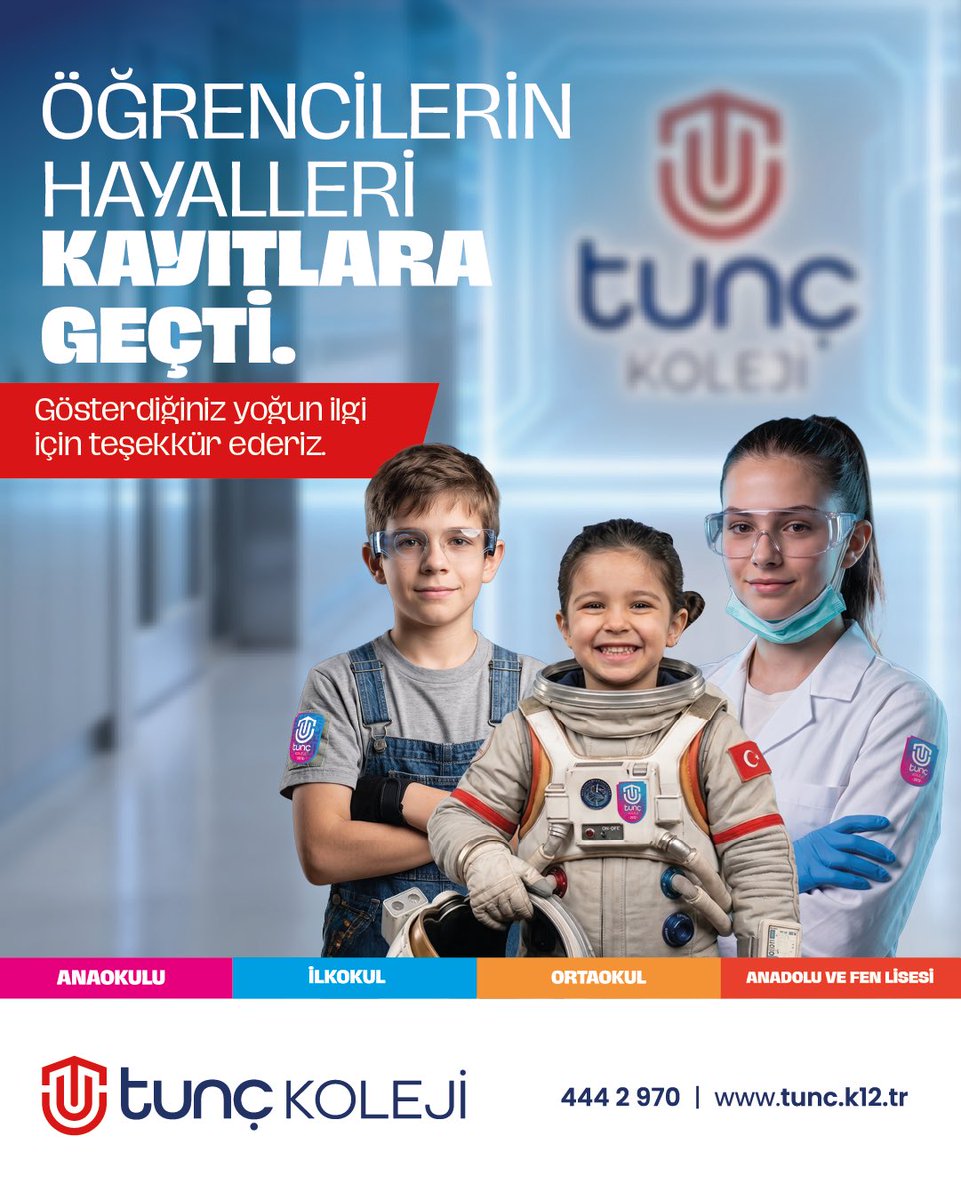 tunckoleji's tweet photo. Öğrencilerin hayalleri kayıtlara geçti. ✨

2026-2027 eğitim öğretim yılı yeni dönem kayıtlarımız için gösterdiğiniz yoğun ilgiye teşekkür ederiz.

Birlikte başarı, gelişim ve değerlerle dolu bir eğitim yolculuğunda buluşmayı dileriz. https://t.co/fGKv9NGcbl