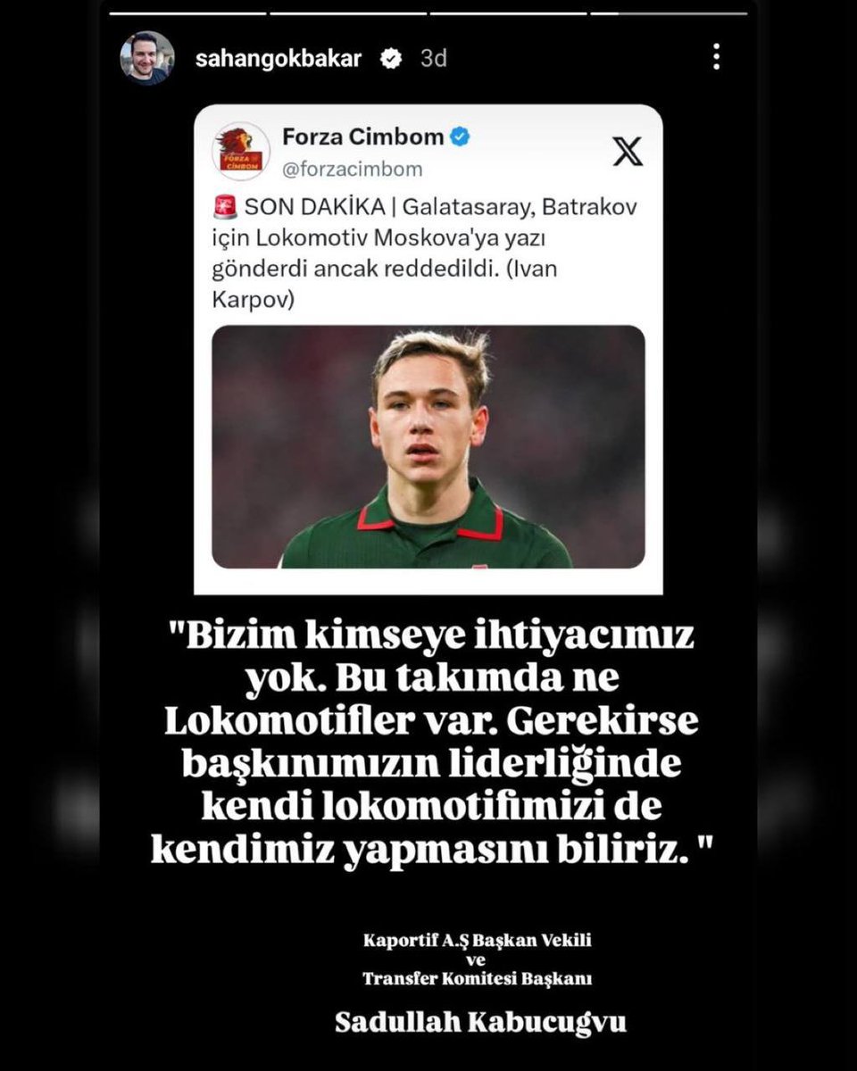 pivotGS's tweet photo. Şahan Gökbakar Abdullah Kavukçu’ya gönderme yaptı: 

“Bizim kimseye ihtiyacımız yok. Bu takımda ne Lokomotifler var. Gerekirse başkınımızın liderliğinde kendi lokomotifimizi de kendimiz yapmasını biliriz.” https://t.co/k6zh8Y8FNX