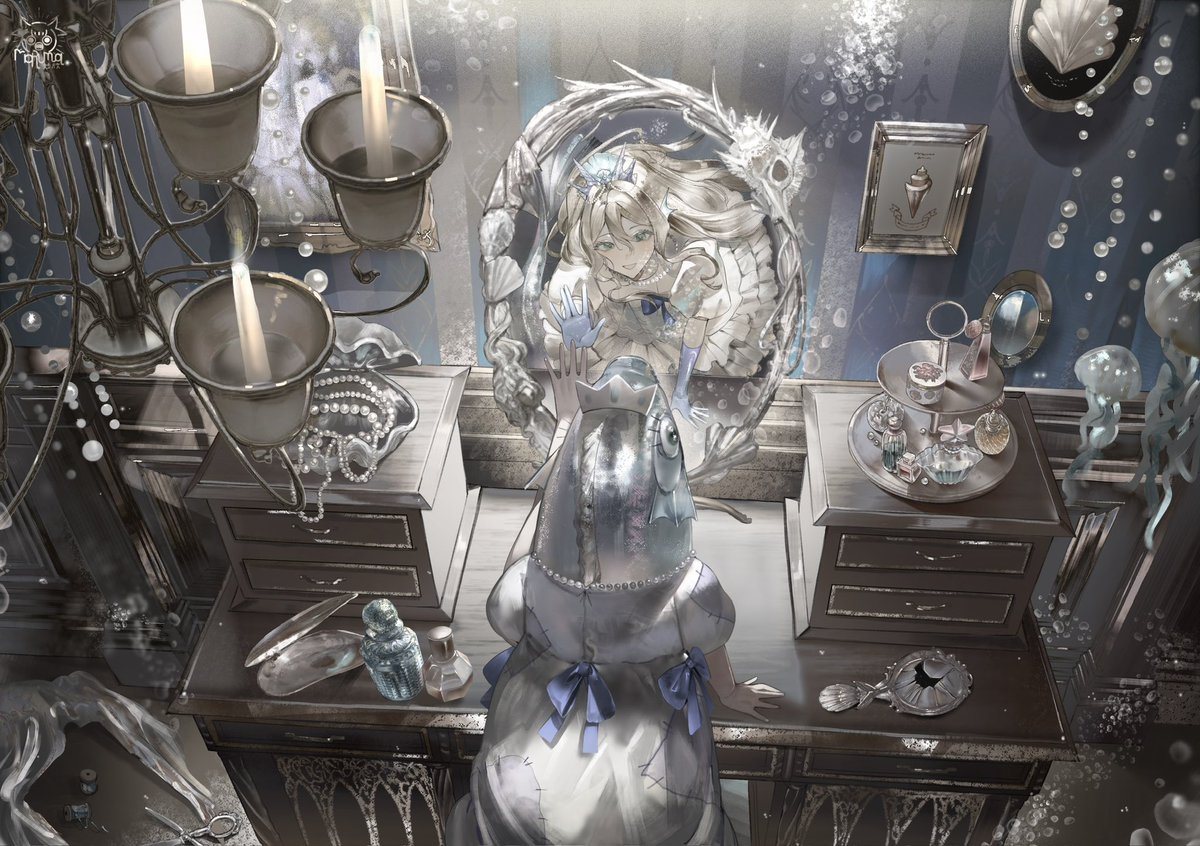 Maruma_Gozu's tweet photo. Oh, to be the girl in the reflection.
(Guest Artist for Fish Girl Dream Book) https://t.co/xo7ix9MULq