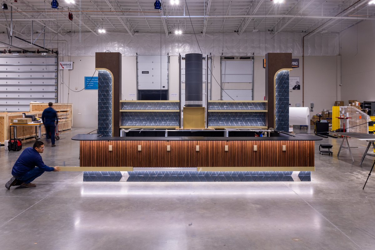 I5Design's tweet photo. A behind-the-scenes look at the pre-fabrication process for the Prairie Knights Casino Hunter's Club custom decor.
#designbuild #casinodesign #casinoarchitecture #gamingfloor #customfabrication #remodel #commercialremodel https://t.co/V1c8FAjrUQ