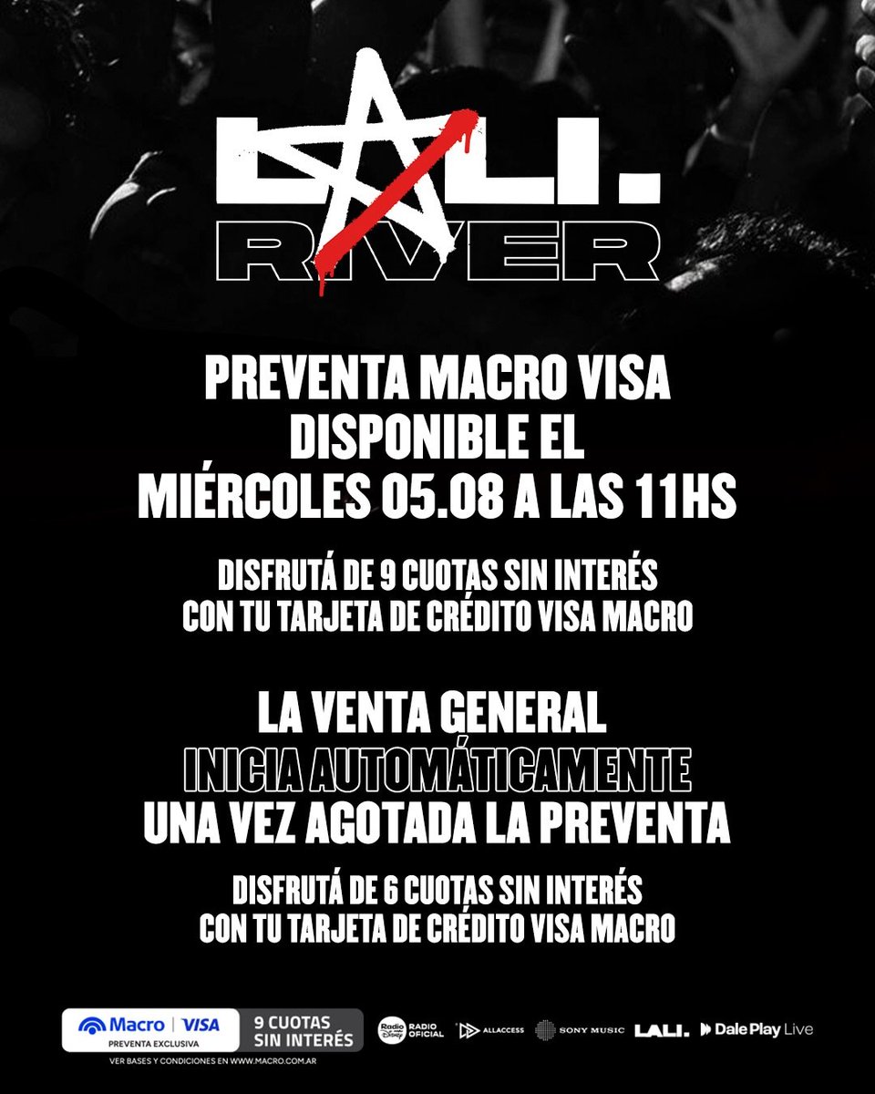 laliinfooficial's tweet photo. LALI EN RIVER

📍River 
📅 26 de Septiembre 
🎟️ 5/07 Preventa Macro Visa 
🎟️Venta general una vez agotada la preventa https://t.co/TUuMScH7Nx