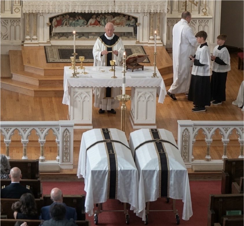 Sachinettiyil's tweet photo. The funeral Mass of the Catholic couple from Nebraska, Bernard and Emily Sladky, was celebrated together after they died just six hours apart following seven decades of marriage.

Info: Svoboda Funeral Home https://t.co/XWmnWlsbUZ