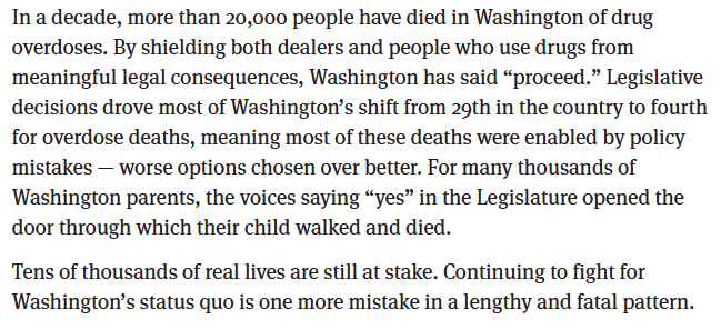 WAPolicyGreen's tweet photo. Washington state has perhaps the worst record on homelessness in the nation.

As @WAPolicyCenter's director of public safety solutions Eric Zimmerman explains in today's @SeaTimesOpinion, "Between 2014-2024, Washington saw a 418% increase in chronic homelessness." 1/2 #waleg https://t.co/gTW3986C1F
