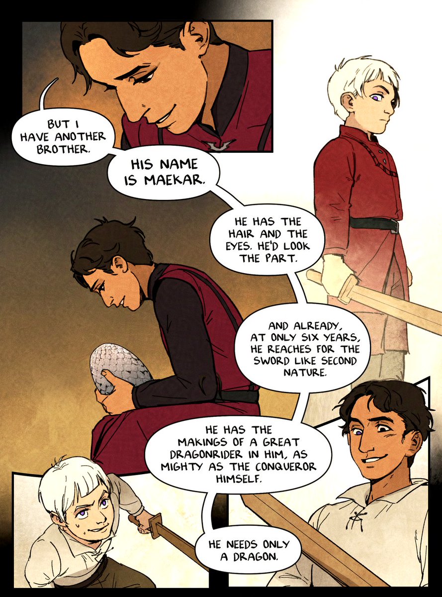 bluegiragi's tweet photo. a young baelor targaryen visits his family's dragon eggs. #akotsk https://t.co/xCjqfNAttO