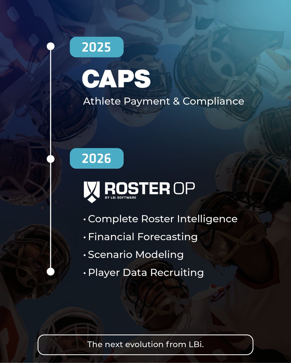 LBiSoftware's tweet photo. The next era of college athletics requires the next generation of technology. From CAPS to Roster Op, LBi is helping programs prepare for what's next.

Learn more about Roster Op by LBi: https://t.co/huqOR2ijBp

#LBiSoftware #RosterOp #CAPS #SportsTechnology #SportsData https://t.co/2QrCmFvOr7