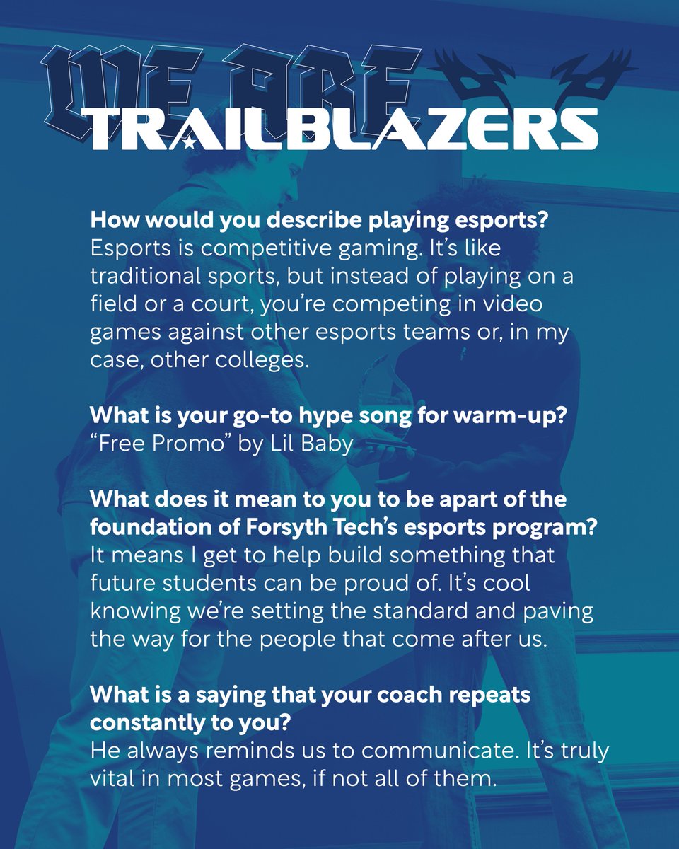 ForsythTechAth's tweet photo. 🎮 𝗧𝗿𝗮𝗶𝗹𝗯𝗹𝗮𝘇𝗲𝗿 𝗦𝗽𝗼𝘁𝗹𝗶𝗴𝗵𝘁: Jahmar Branch 🎮

"Coach always reminds us to communicate! It's vital in most games, if not all of them."

Swipe through and learn more about Jahmar! https://t.co/wIGpj5lxvr