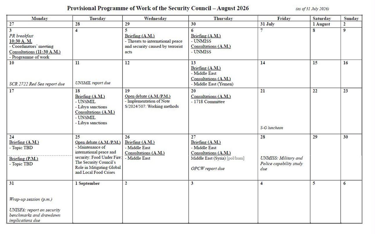 Denmark_UN's tweet photo. Denmark’s Programme of Work for the UN Security Council has been adopted for the month of August.
 
We look forward to leading a vital discussion at the open debate on the Security Council’s role in mitigating global &amp; local food crises, &amp; to advancing the #CPS and #WPS agendas. https://t.co/raAS4XebaU