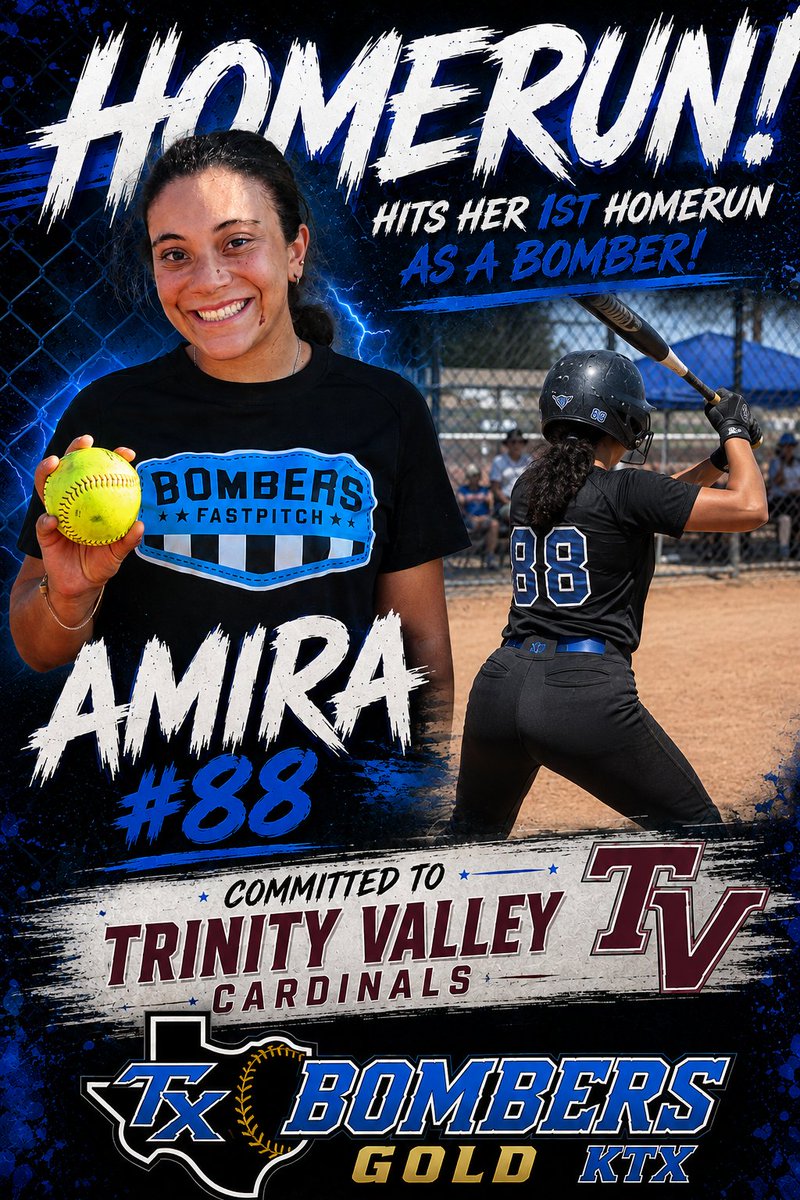BombersKTX's tweet photo. Not only did we finish the season with a W! #88 Amira (Trinity Valley Commit) hit her 1st Homerun 💣as a Bomber while RHP #22 @Kennedy_Gray_22 hit not 1 but 2 Homeruns 💣 💣!! Our team endured,scorching heat,fatigue.  Goal set teamwork &amp; get recruited! NEXT UP next season! https://t.co/7dAWUSuIzU