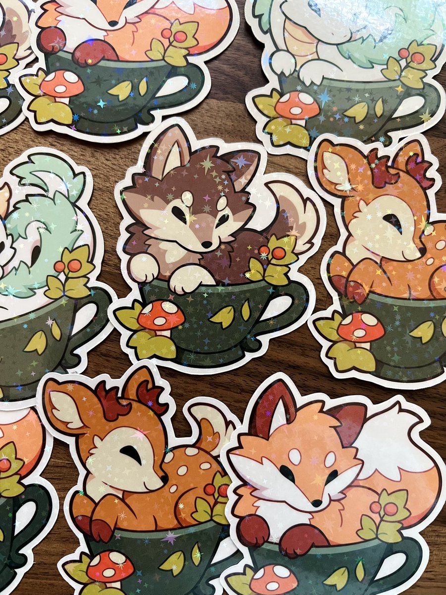 Coffeeclaws's tweet photo. Printing lots of sparkly stickers for my next few conventions! 🍄🍃 https://t.co/ATkwmEczX5