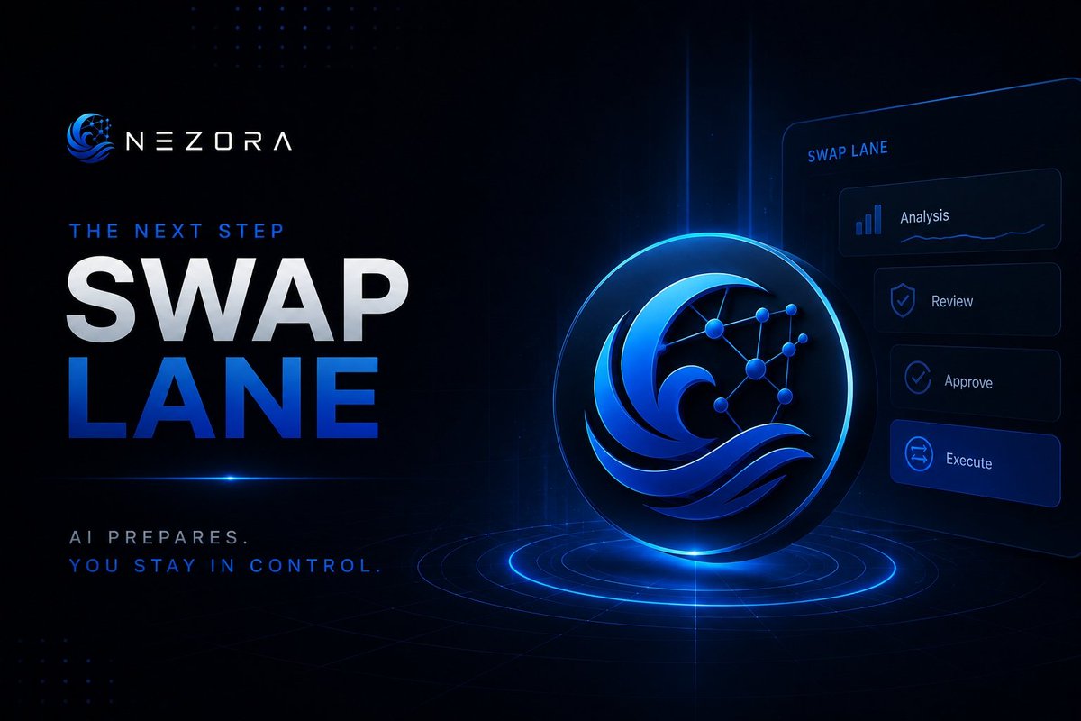 NezoraAi's tweet photo. The next step for Nezora begins with Swap Lane.

From intelligent token analysis to approval-first execution, every swap follows a structured workflow designed around user control.

No hidden execution. No blind approvals. Just intelligent preparation.

More updates soon. https://t.co/CN7J8U4fmL