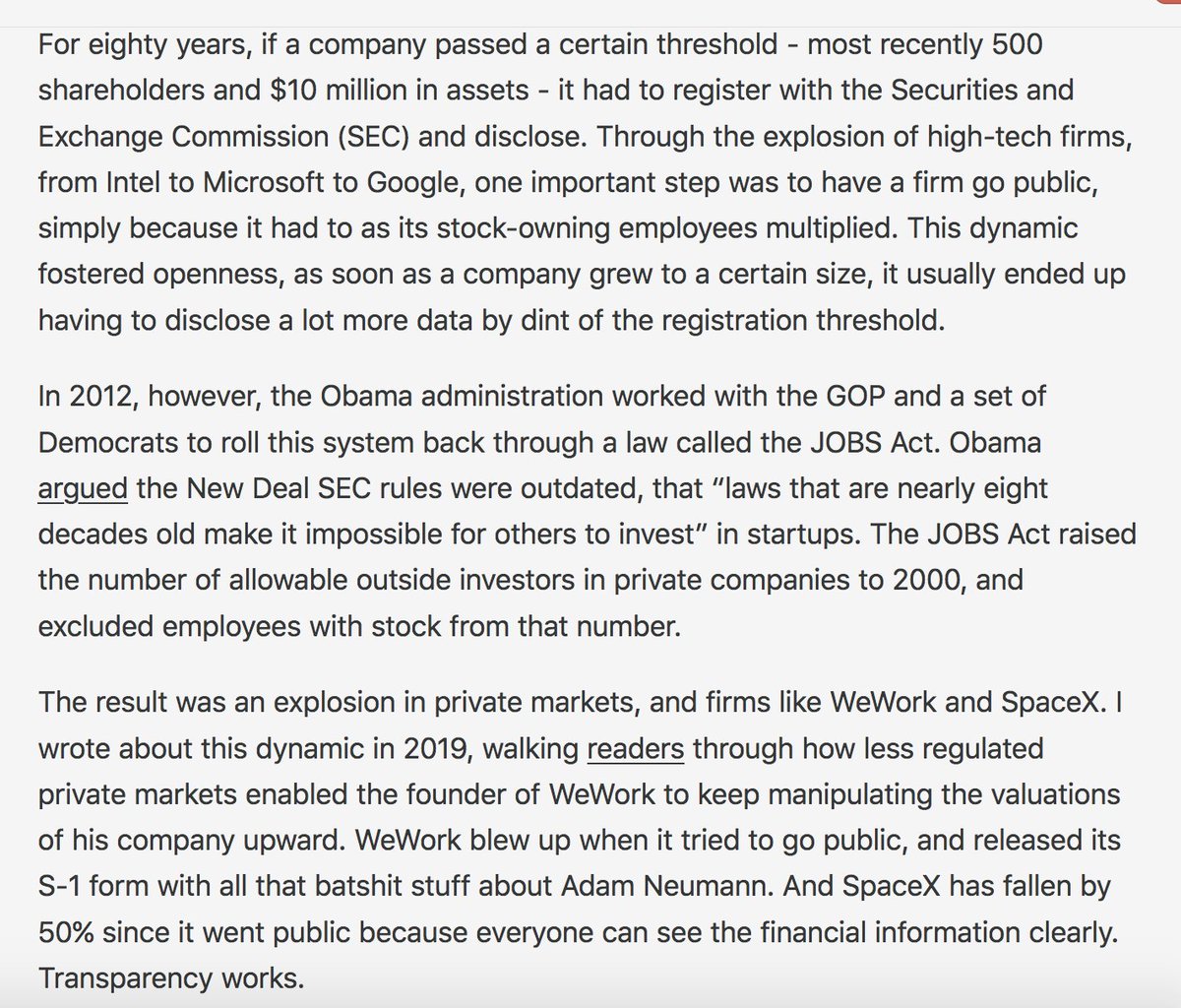 DoctorFishbones's tweet photo. Today I learned private companies were legally required to disclose their financials when they passed a certain threshold until Obama revoked it https://t.co/yg2IqwtKu0