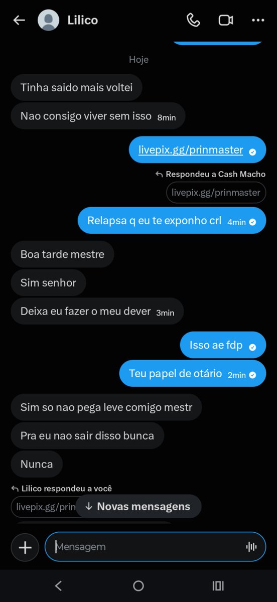 truemalemaster's tweet photo. Mais uma cadelinha que não resistiu e relapsou pro macho alfa! Não adianta @Lilico4mds falar que vai sair dessa vida, que não aguenta mais isso. No final vocês sempre voltam e perdem mais grana ainda pro macho superior de vocês. Fdps https://t.co/Bz4J2oN5Wr
