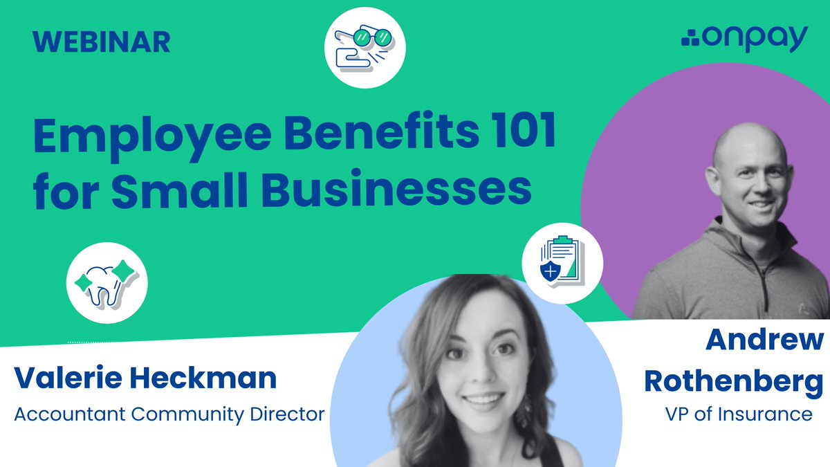 onpay_payroll's tweet photo. Big-company perks on a small-business budget? Yes, it’s possible. ✅

Offering employee benefits is one of the best ways to attract and keep top talent. 

Whether you're exploring options for the first time or reevaluating your current plans, join OnPay experts Andrew Rothenberg (VP of Insurance) and Valerie Heckman (Accountant Community Director) for a live, simple breakdown of small business benefits.

👉 Register for free: https://t.co/S4JuSFKZVT