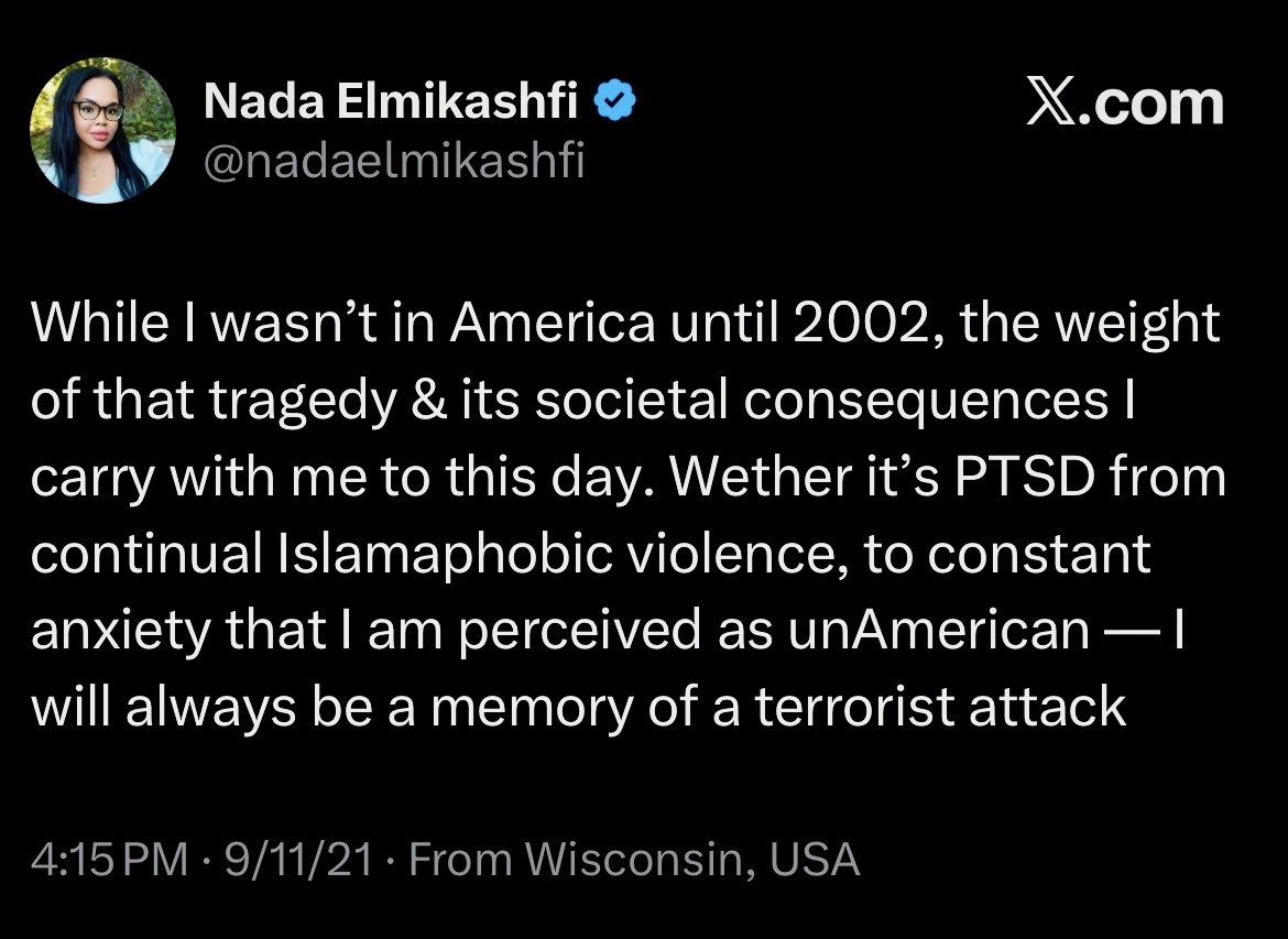 EndWokeness's tweet photo. Francesca Hong's chief of staff on 9/11:

"The real victim of the attack is…. me" https://t.co/fTb5Xbp1DM