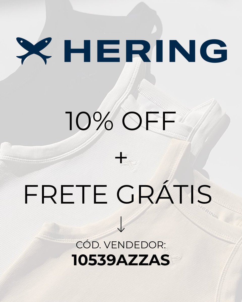 cupomazzas's tweet photo. Desconto HERING 10% + FRETE GRÁTIS online para todo o Brasil. @Hering_Oficial 

🏷️CÓD. DE VENDEDOR: 10539AZZAS

#hering #diadospais #descontohering #modafeminina #modamasculina https://t.co/8oZOHfTEkL
