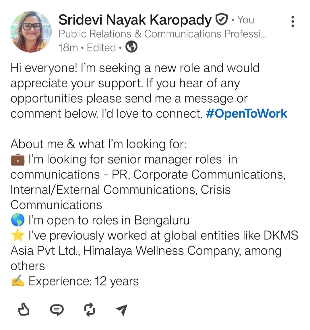 sridu_n's tweet photo. #opentowork https://t.co/mGyEtwAcJN