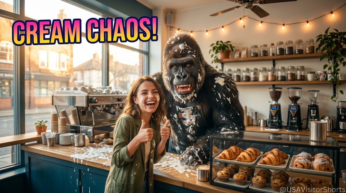 shafiq580bd's tweet photo. His Latte Art Turned Into A Disaster 😂

Click Here To Watch: https://t.co/owk2tVKt9X

#TheGorilla #GorillaComedy #FunnyShorts #ViralVideo #CoffeeShopFail #ComedyShorts #FunnyAnimals #AIComedy #ShortsViral #CreamChaos https://t.co/Xfefvnc6Xt